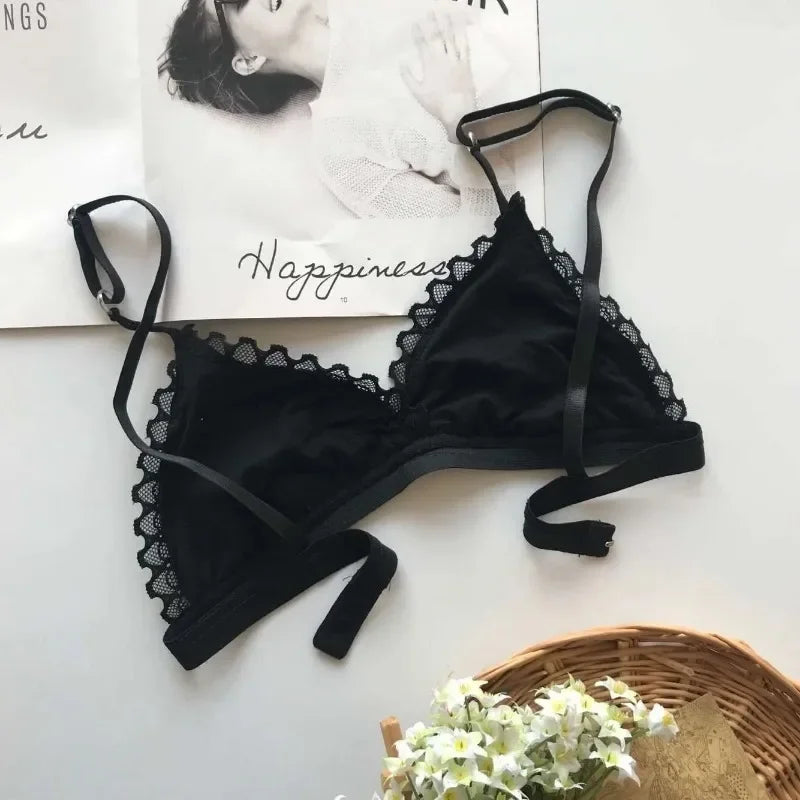 Summer Sexy Lace Tube Top Women Hollow Out Bralette Thin Chest Girl Bras Seamless Transparent Lingerie French Underwear