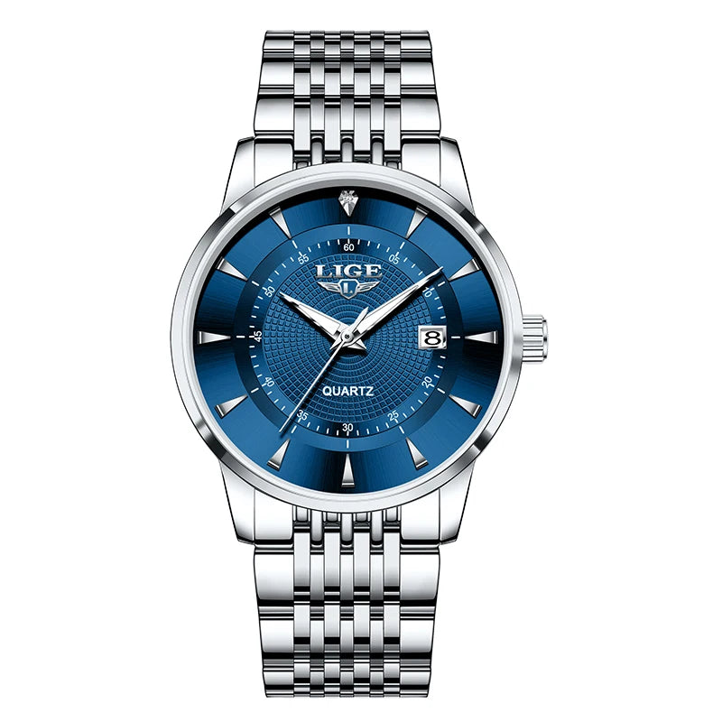 LIGE New 2026 Luxury Man Watch Waterproof Stainless Steel Luminous Date Watch Fashion Simple Casual Man’s Quartz Watches Box