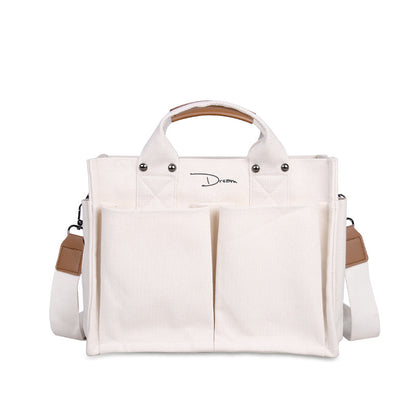 Popular Japanese and Korean Women's Bag Multi-Flap Pocket Pants Handbag Ins Shoulder Bag Casual Crossbody Bag Women's Large Capacity Canvas Bag