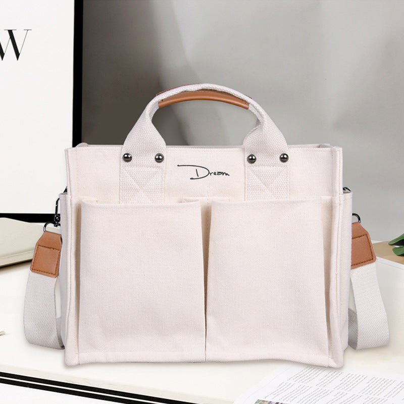 Popular Japanese and Korean Women's Bag Multi-Flap Pocket Pants Handbag Ins Shoulder Bag Casual Crossbody Bag Women's Large Capacity Canvas Bag