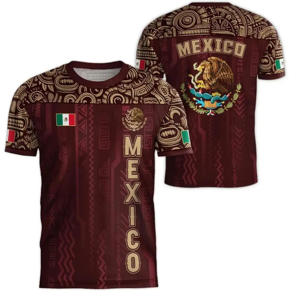 2026 Mexico National Flag Print T Shirt Men women 3D Eagle Pattern Short Sleeve Tees Outdoor Football Sports Clothes Casual Tops