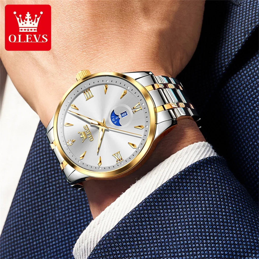 OLEVS Brand Men's Watch Quartz Watch Calendar Week Business Waterproof 3646