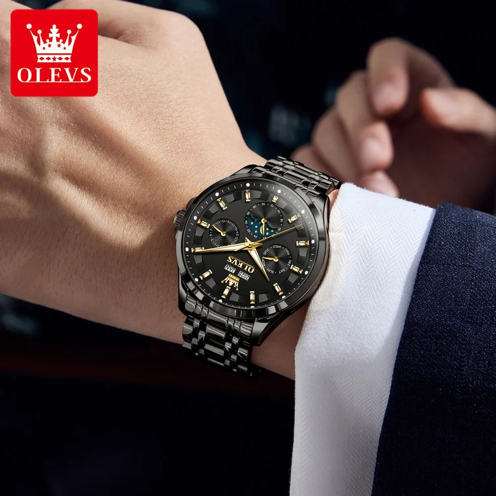 OLEVS 7070 Automatic Watch Men Moon phase Waterproof Men Watches Stainless steel Luxury Mechanical Watch for Men