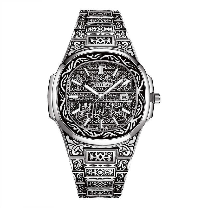 Classic Retro Men's Quartz Watch With Steel Band