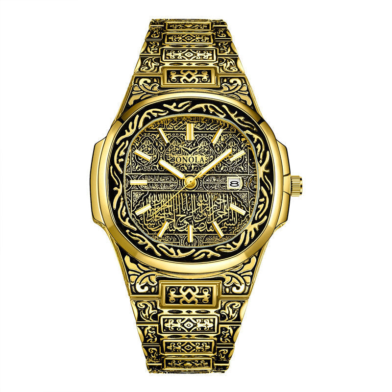 Classic Retro Men's Quartz Watch With Steel Band