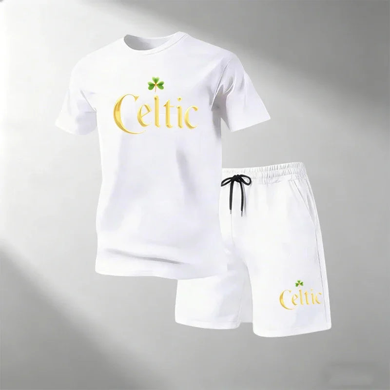 2026 Men's Round Neck Short Sleeve T-Shirt + Shorts Sports Set Quick Dry Summer Running Gym Training Suit Home Outdoor Hot Sale
