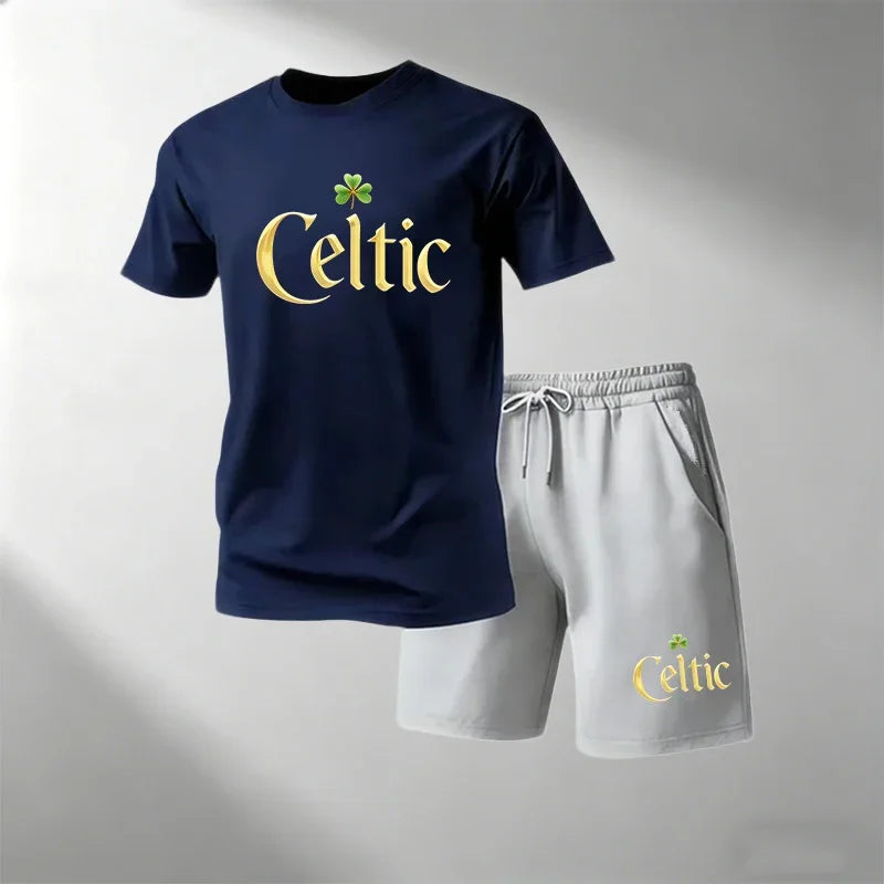 2026 Men's Round Neck Short Sleeve T-Shirt + Shorts Sports Set Quick Dry Summer Running Gym Training Suit Home Outdoor Hot Sale