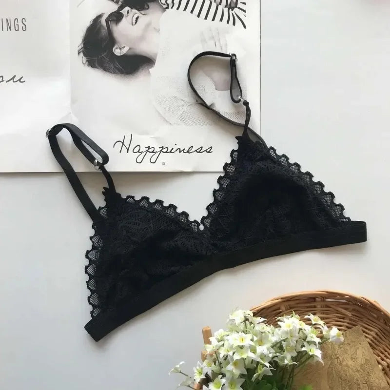 Summer Sexy Lace Tube Top Women Hollow Out Bralette Thin Chest Girl Bras Seamless Transparent Lingerie French Underwear