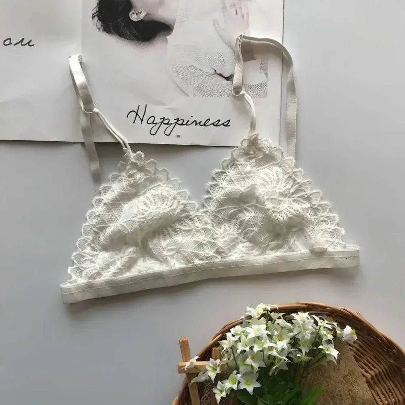 Summer Sexy Lace Tube Top Women Hollow Out Bralette Thin Chest Girl Bras Seamless Transparent Lingerie French Underwear