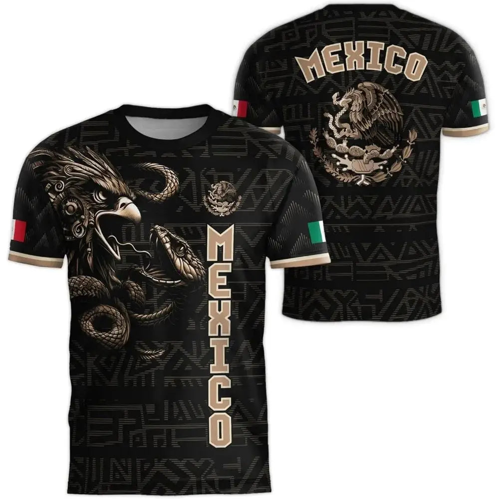 2026 Mexico National Flag Print T Shirt Men women 3D Eagle Pattern Short Sleeve Tees Outdoor Football Sports Clothes Casual Tops