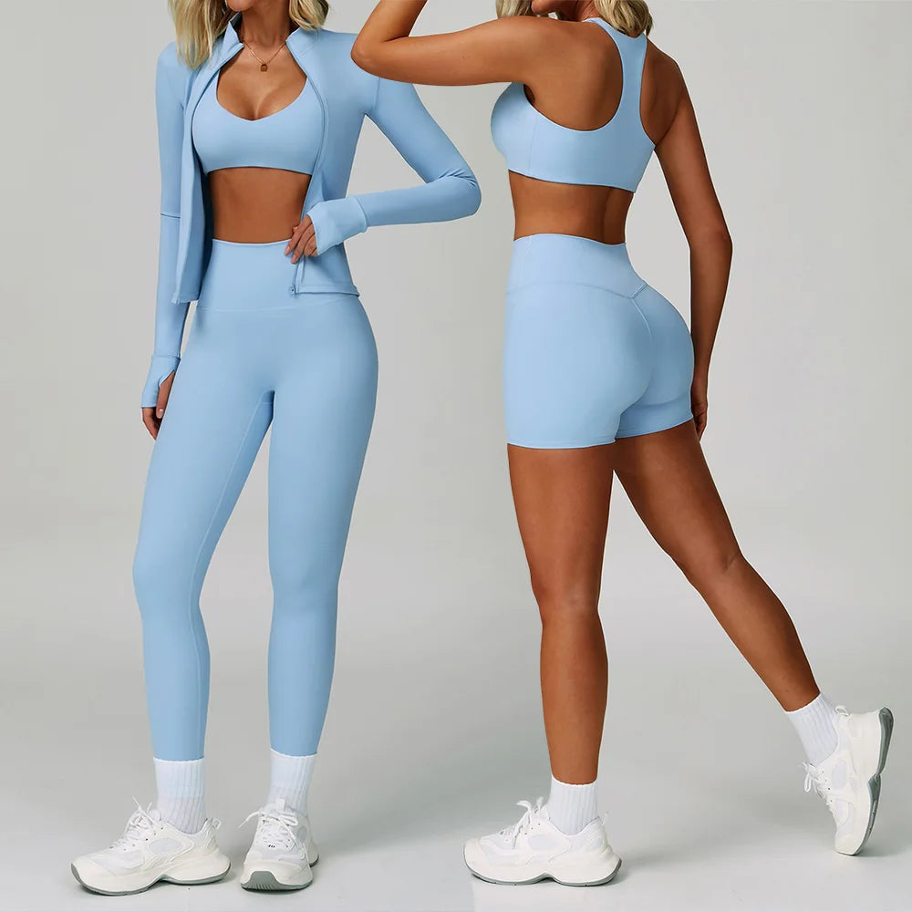 2-3PCS Yoga Suit Women Tracksuit Sports Bra High Waist Leggings Shorts Outfit Gym Set Fitness Push Up Workout Clothes Sportswear