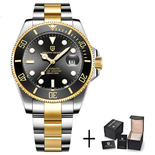 PAGANI DESIGN Luxury Men's Automatic Watch Sapphire Glass Diving Machinery Watch Men's Stainless Steel Business Watch Gift Box