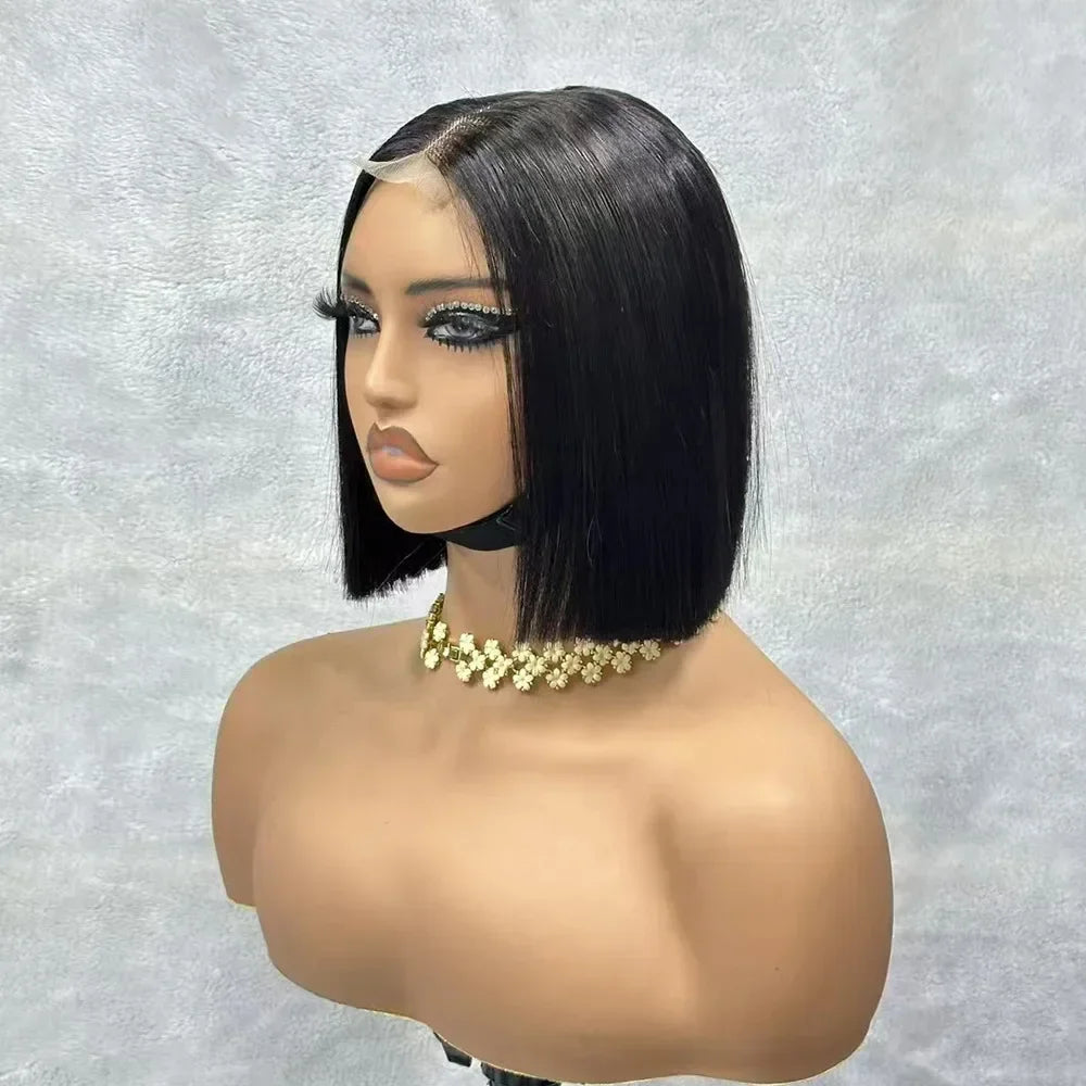 Brazilian HD Transparent 2x4 Bone Straight Short Bob Human Hair Wigs Straight Lace Front Wigs Bob Wig For Women