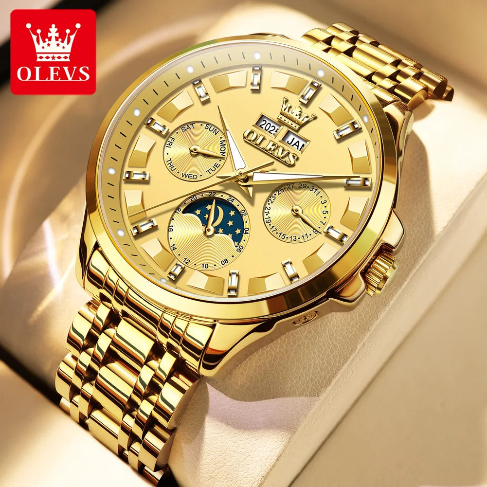 OLEVS 7070 Automatic Watch Men Moon phase Waterproof Men Watches Stainless steel Luxury Mechanical Watch for Men
