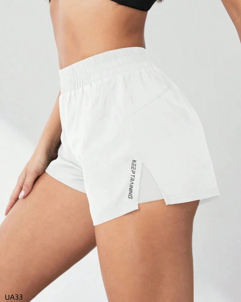 2026 Summer New Women's Solid Color Leisure Outdoor Sports Vacation Two Loose Yoga Quick drying Anti glare Fitness Shorts