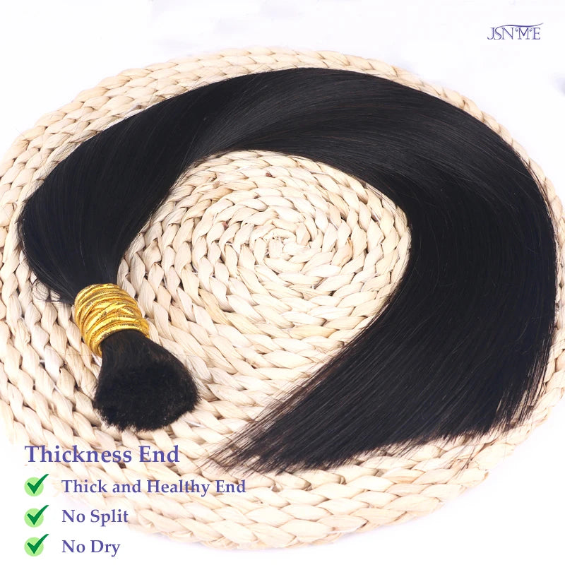 JSNME Bulk Human Hair Extensions 100% Real Human Hair Extension Straight 50g Black Brown Blonde 613 Color For Salon 14"-26" Inch