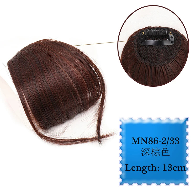 Synthetic Hair Clip In Bangs Brown Colored Invisible Front Fringes Clip in Hair Air Bangs Natural Black Fake Hair Bangs For Girl