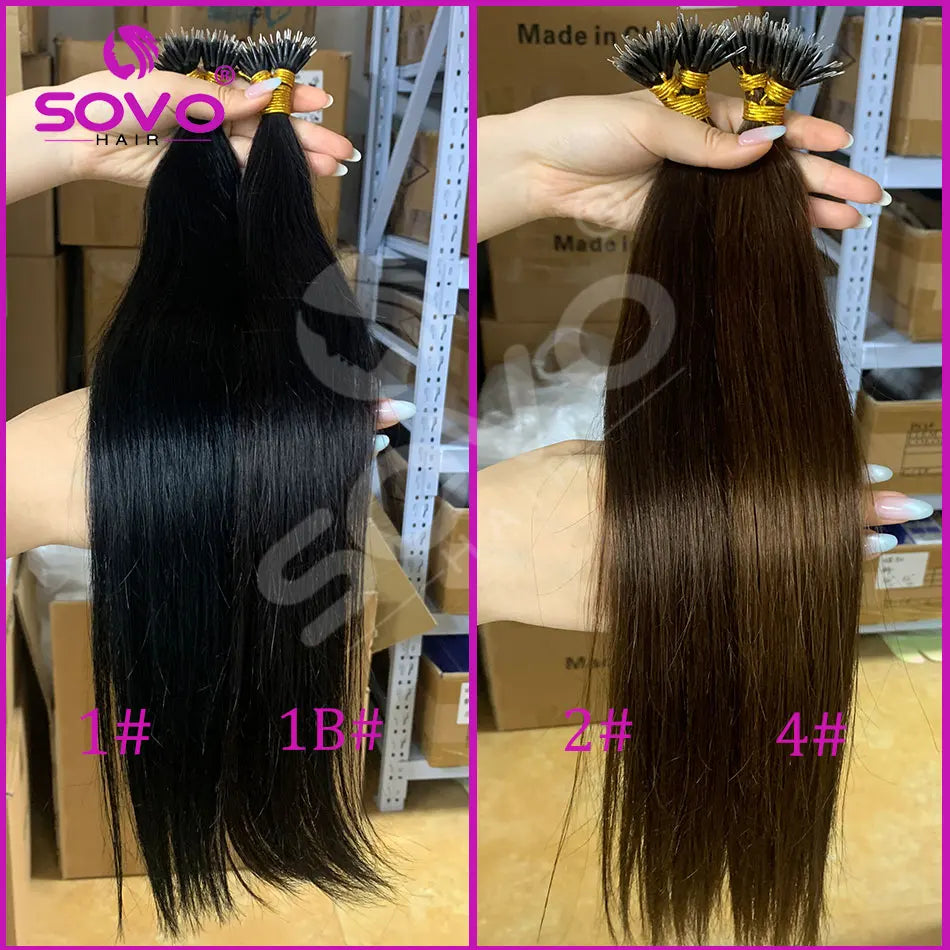 Nano Ring Hair Extensions Human Hair 100 Strands Remy European Straight Hair Natural Blonde Invisible Reusable