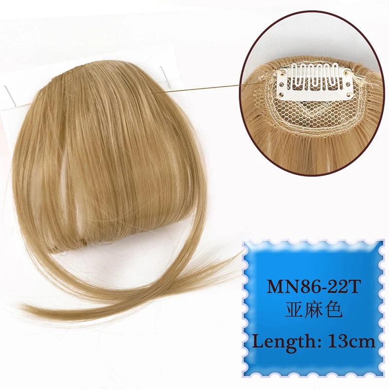 Synthetic Hair Clip In Bangs Brown Colored Invisible Front Fringes Clip in Hair Air Bangs Natural Black Fake Hair Bangs For Girl