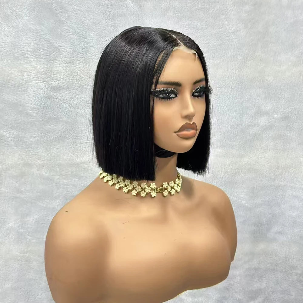 Brazilian HD Transparent 2x4 Bone Straight Short Bob Human Hair Wigs Straight Lace Front Wigs Bob Wig For Women