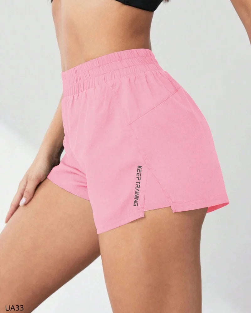 2026 Summer New Women's Solid Color Leisure Outdoor Sports Vacation Two Loose Yoga Quick drying Anti glare Fitness Shorts