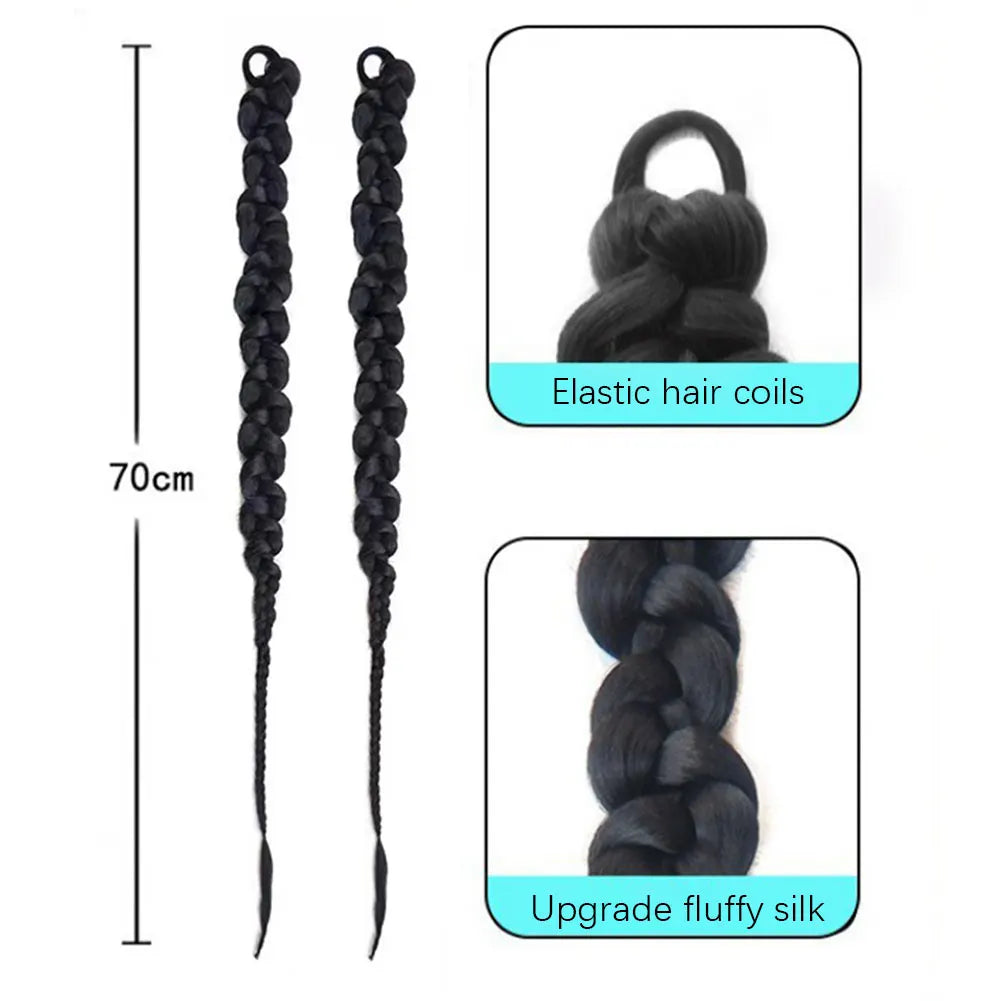 1/2PCS Hair Extension Braided Ponytail Fashion Long Twist Braided Ponytail Synthetic Extension Hair Accessories Hip Hop Y2K Girl