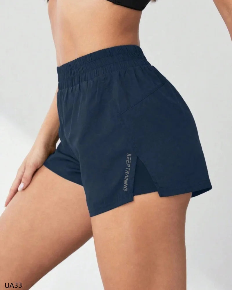 2026 Summer New Women's Solid Color Leisure Outdoor Sports Vacation Two Loose Yoga Quick drying Anti glare Fitness Shorts
