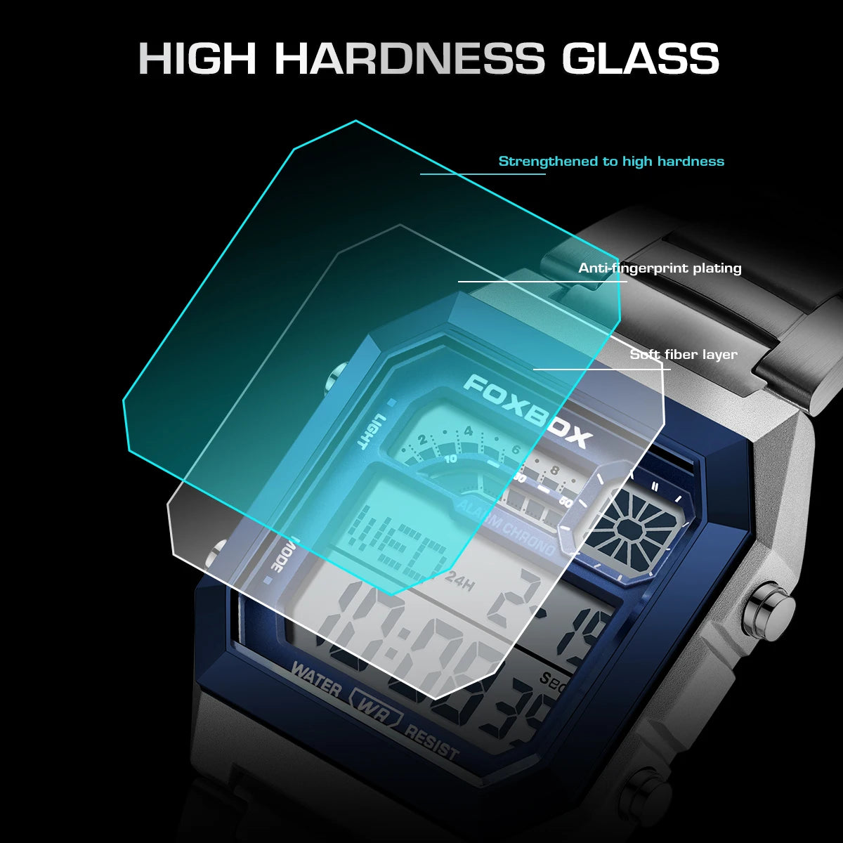 FOXBOX Fashion Luxury Digital Man Watch Casual Sports Date Waterproof Luminous Watches for Men Movement Electronic Watches Male