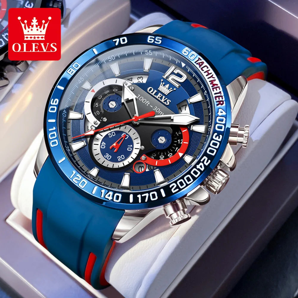 OLEVS casual fashion Men's wristwatch Chronograph waterproof 46mm Large dial quartz watch for man luminous sports genuine watch