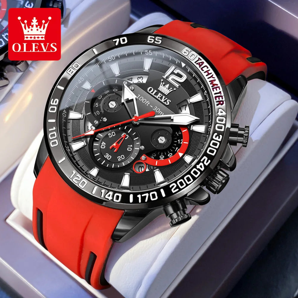 OLEVS casual fashion Men's wristwatch Chronograph waterproof 46mm Large dial quartz watch for man luminous sports genuine watch