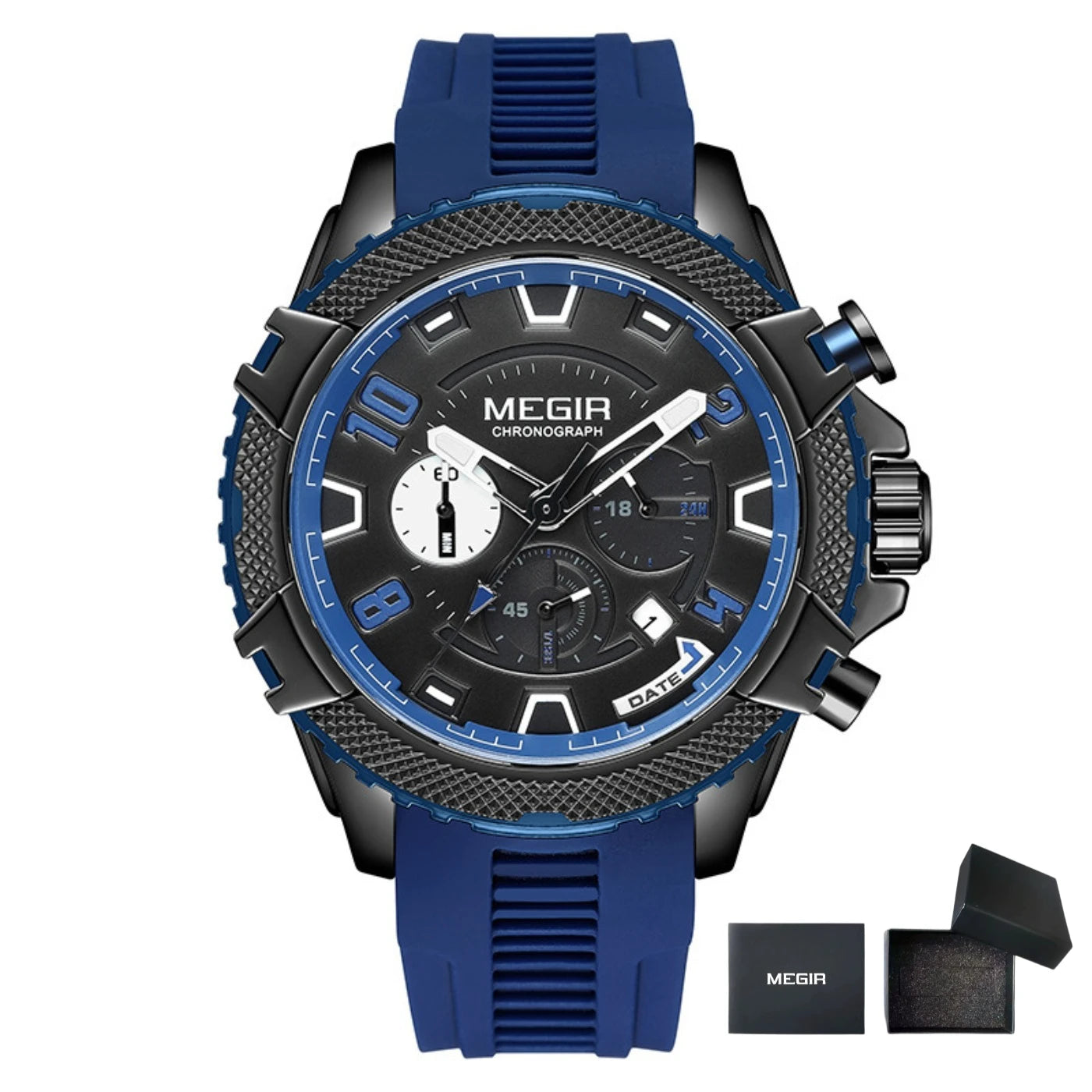 MEGIR 48MM Dial Chronograph Men's Quartz Watches Waterproof Luminous Sport Casual Wristwatch with 24-hour Auto Date Gift for Man