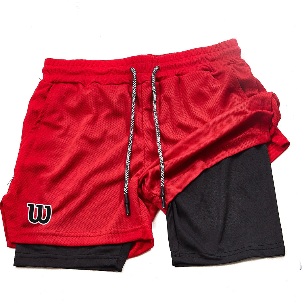 2026 New Men's Sports Shorts Summer Shorts Breathable Tennis Jogging Double-Layer Shorts Fast Drying Badminton Shorts