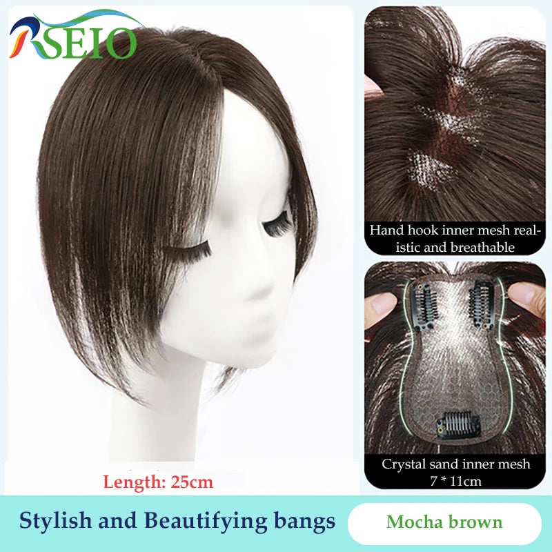 RSEIO Hair Toppers 7x11cm Women Topper Hair Natural Hair Wig 100% Human Hair Clip In Hair Extension For Women