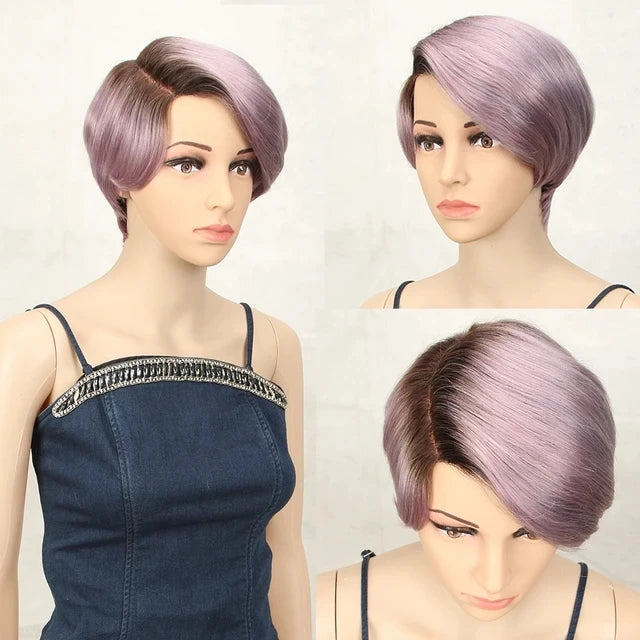 Blond 27 Pixie Cut Bob Wigs Lace Front T Part Human Hair Wigs For Nature Black Dark Brazilian 613 Straight Remy Human Hair Wigs