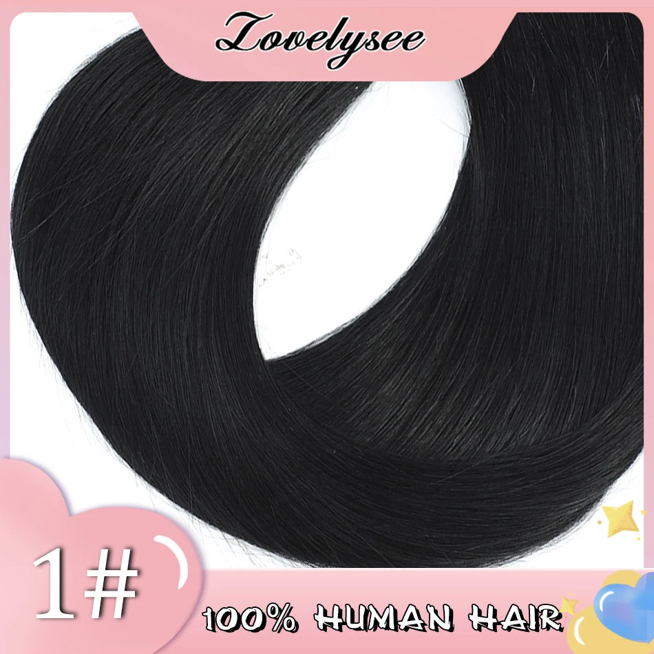Lovelysee 3/4 Half Wig Human Hair With Clip in Hair Extensions Silky Straight Remy Hair Brown Color Soft 150% 180% Wig For Women