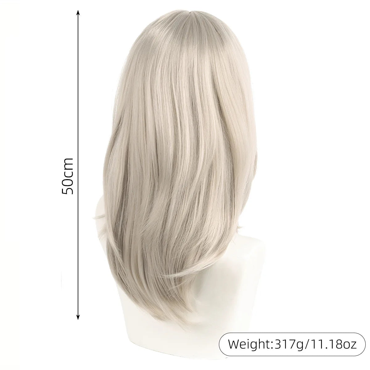 Long Straight Synthetic Wig Natural Ash Blonde Cosplay Hair for Women Anime Girl Costume Daily Party Heat Resistant Fiber