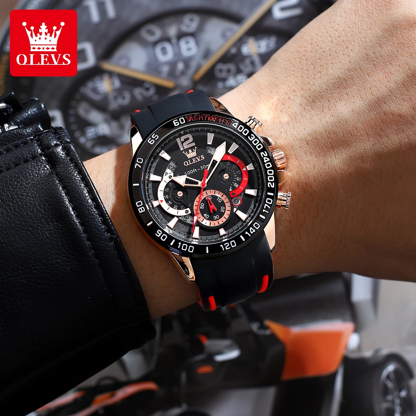 OLEVS casual fashion Men's wristwatch Chronograph waterproof 46mm Large dial quartz watch for man luminous sports genuine watch