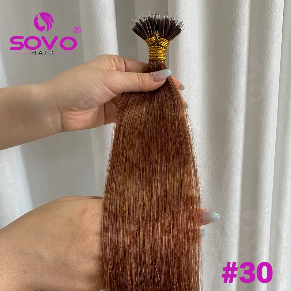 Nano Ring Hair Extensions Human Hair 100 Strands Remy European Straight Hair Natural Blonde Invisible Reusable