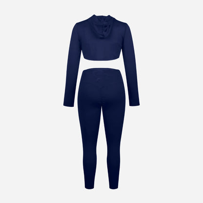 3 Pieces Women's Yoga Fitness Set - Gym Workout Long Sleeve Cropped Hoodie Active Wear Sport Tracksuit