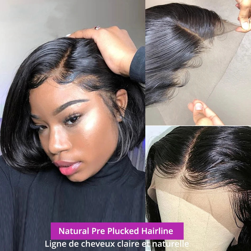 Short Bob Wigs Human Hair 13x6 Bone Straight HD Lace Front Wig 4x4 5x5 Lace Closure Wig Human Hair Wigs For Woman Natural Hair