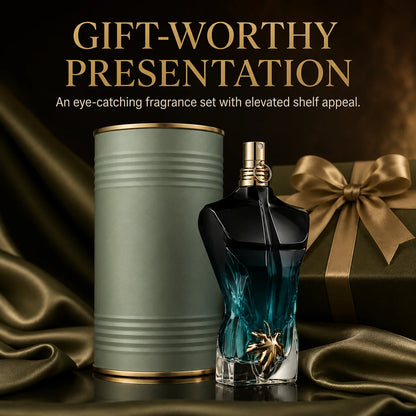 Premium Luxury Black Blue Torso Men Perfume 100ml 3.4oz CologneSpray Fresh Aquatic Scent Masculine LongLasting Metal Tin Gift Box