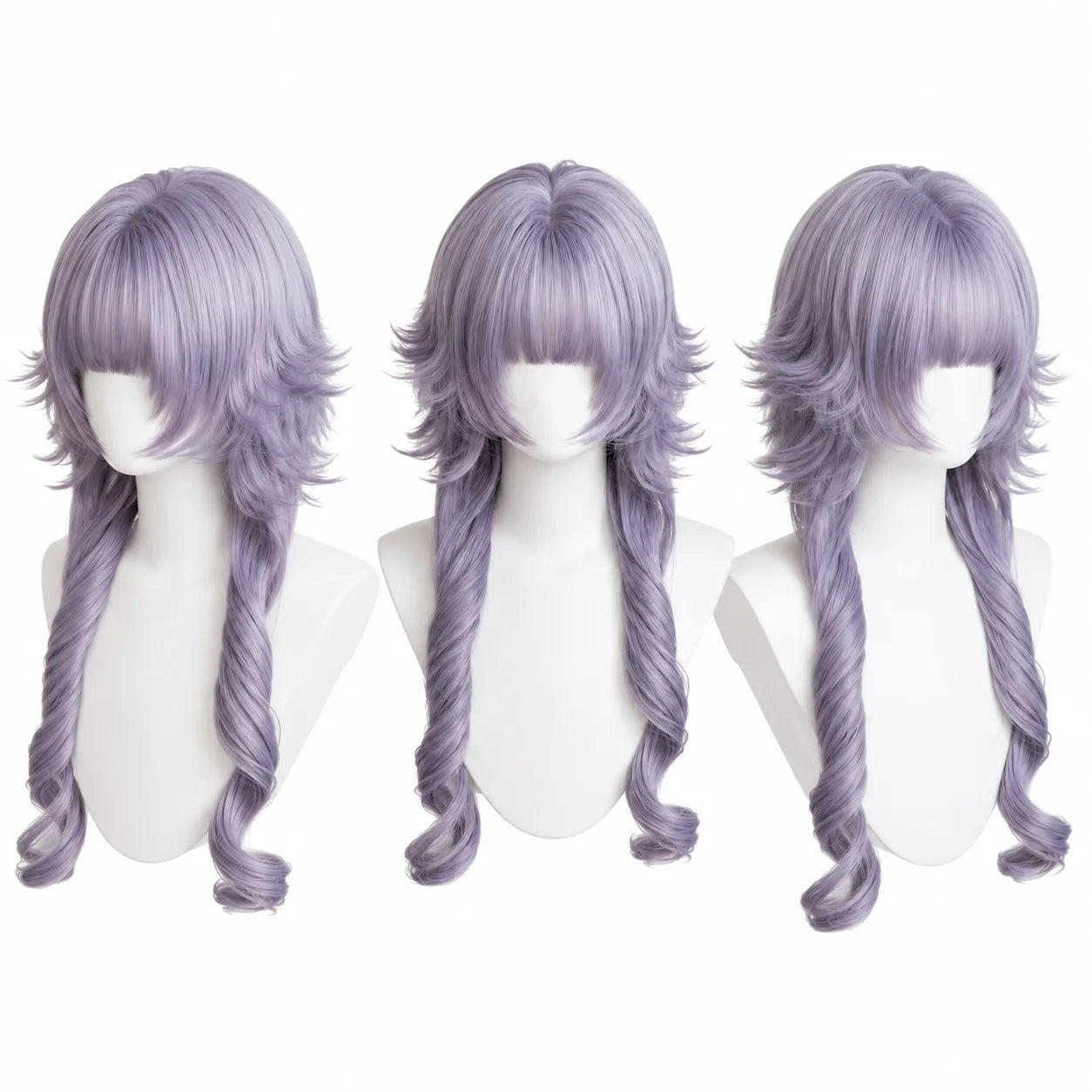 Lavender Purple High Level Comes with Anti Stiff Jellyfish Head and bangs Daily Top Synthetic Full Head Set