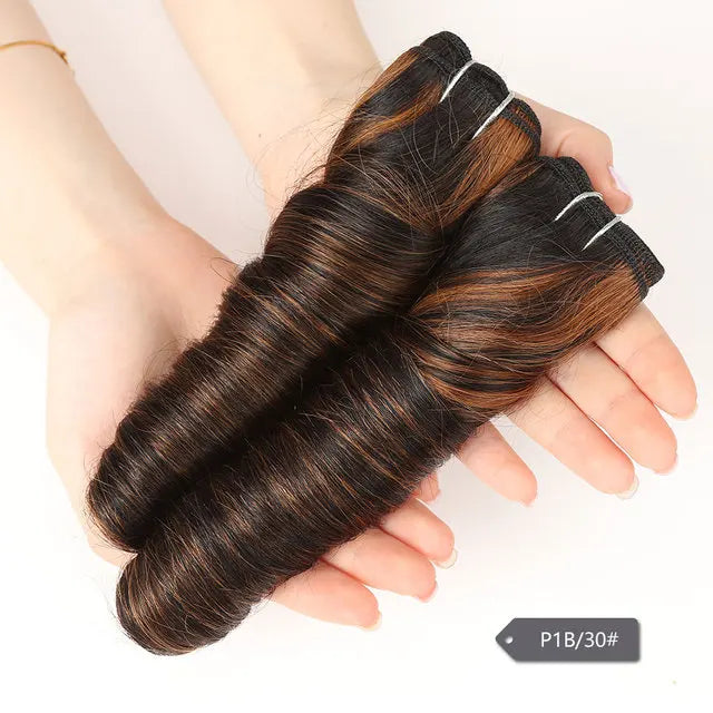 Sleek Double Drawn Loose Wave Color P4/27 P6/27 P1B/30 P4/30 Brazilian Remy Human Hair Bundles 1Pcs Hollywood Wave Hair Bundles