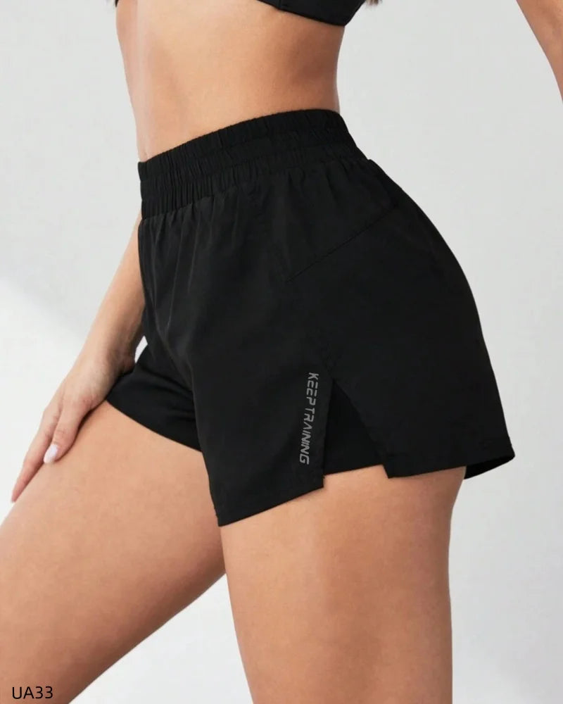 2026 Summer New Women's Solid Color Leisure Outdoor Sports Vacation Two Loose Yoga Quick drying Anti glare Fitness Shorts