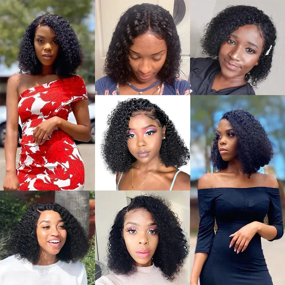 13x4 Lace Wig Side Part Pixie Cut Wigs 100% Virgin Hair Side Part Brazilian Water Wave bob Wig Transparent Lace For Black Women