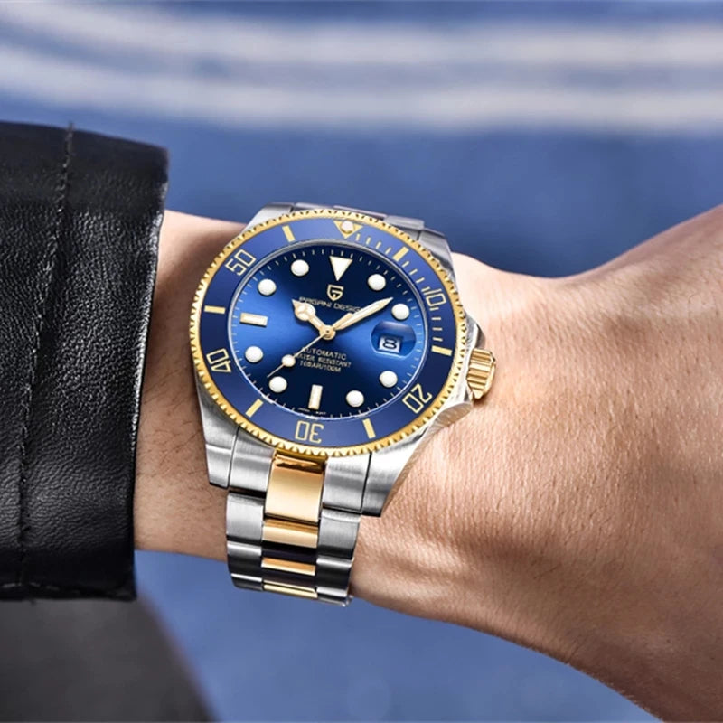 PAGANI DESIGN Luxury Men's Automatic Watch Sapphire Glass Diving Machinery Watch Men's Stainless Steel Business Watch Gift Box