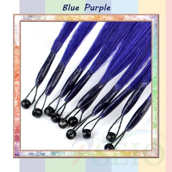 RESIO Color  8D Tip Hair Extensions 100% Real Human Hair Microbeads Extensions Color Purple Blue Pink Gray 18-20inch 0.5g/Strand