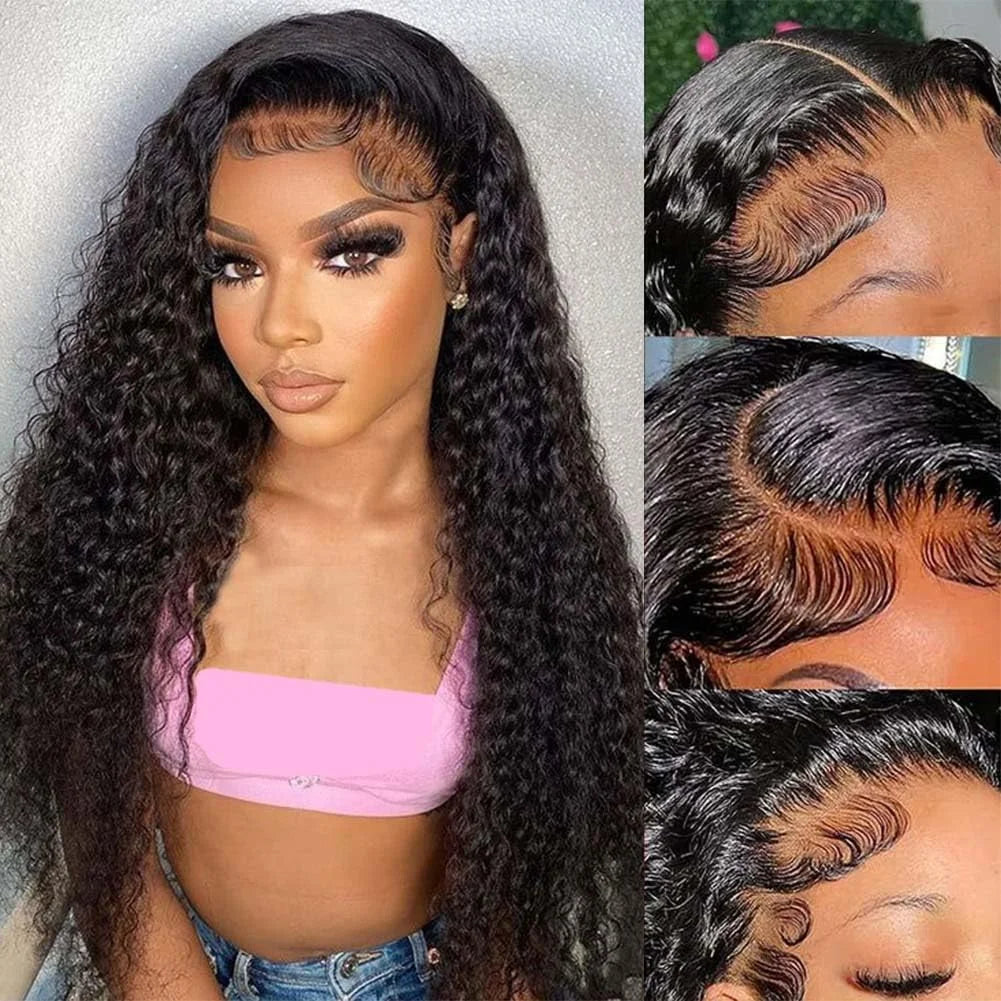 MYLOCKME Glueless Wigs Human Hair 6x4 Curly Wave Lace Closure Wigs Deep Wave 9x6 5x5 Lace Closure Wig Pre Cut Curly Human Hair Water Wave 200%
