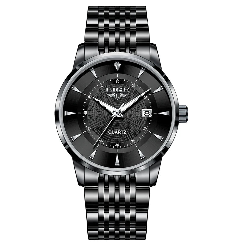 LIGE New 2026 Luxury Man Watch Waterproof Stainless Steel Luminous Date Watch Fashion Simple Casual Man’s Quartz Watches Box