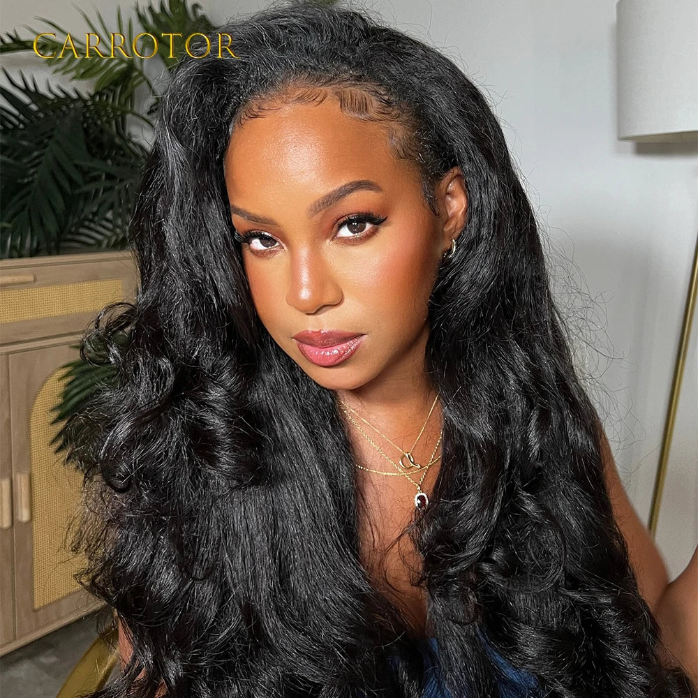 Kinky Straight And Body Wave 5x5 Transparent Lace Closure Pre Plucked Human Hair Glueless Wig Ready To Wear For Daily Use